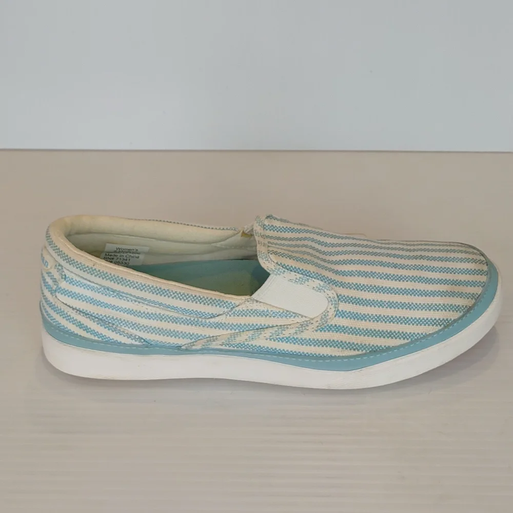 L.L. Bean Blue White Striped Canvas Slip-On